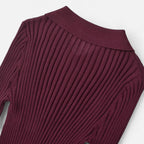 FEMUREA | Women’s Ribbed Knit Jumper – Slim Fit Polo Design