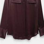 FEMUREA | Women’s Satin Blouse – Long Sleeve Button-Up