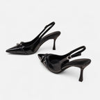 FEMUREA | Women’s Black Pointed-Toe Slingback Heels