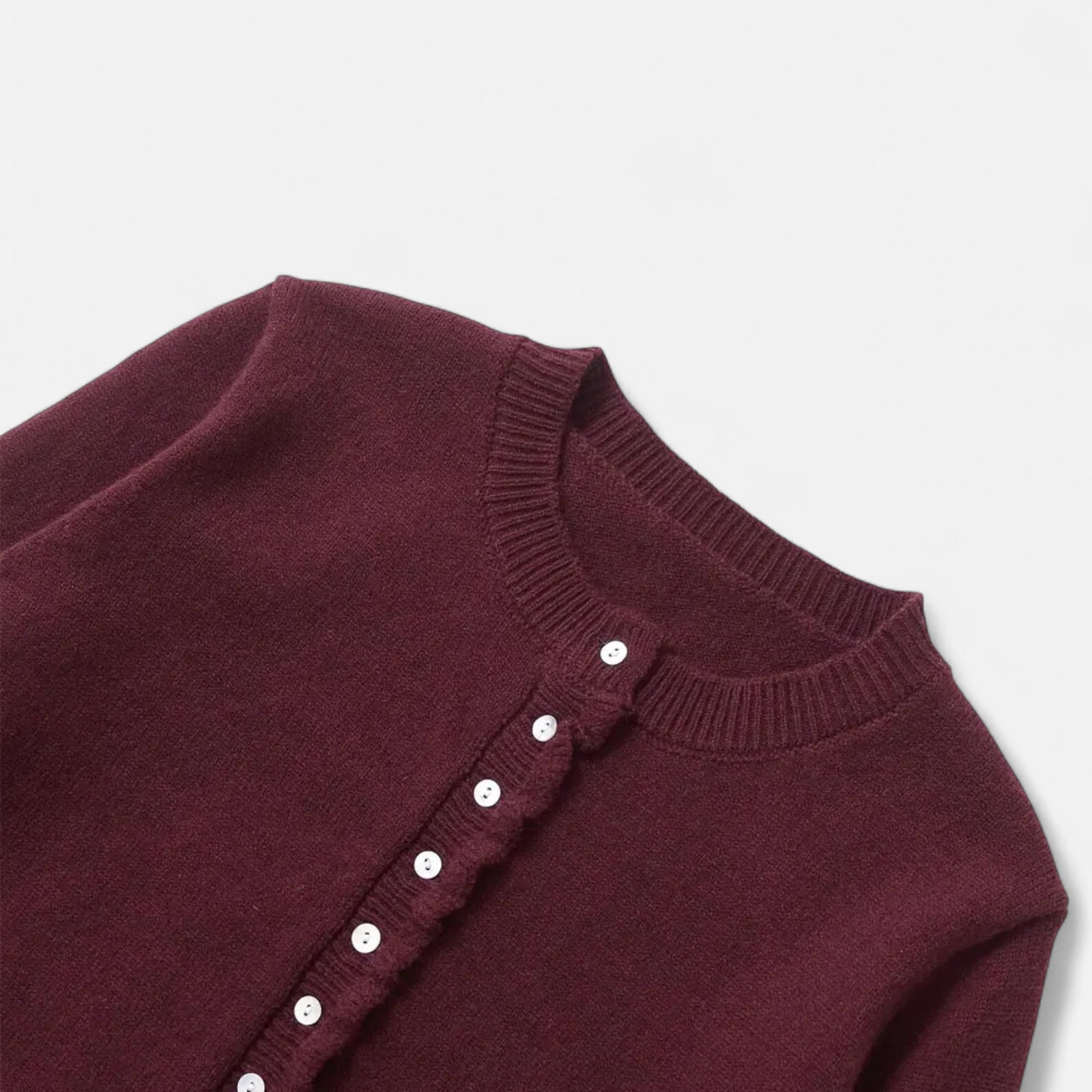 FEMUREA | Women’s Knitted Cardigan – Ruffled Button-Up Elegance