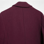 FEMUREA | Women’s Long Wool Coat – Burgundy Double-Breasted Elegance