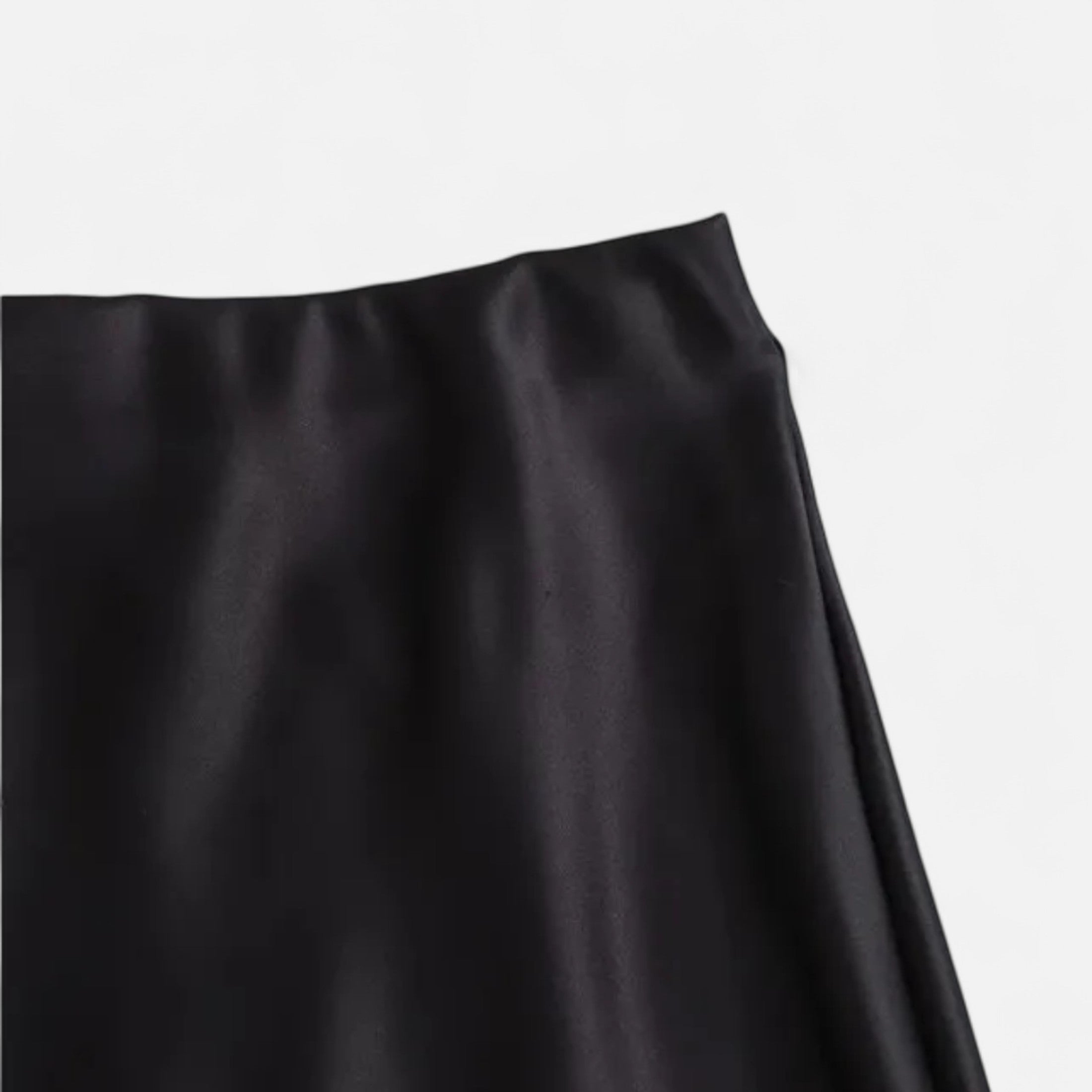 FEMUREA | Women’s Satin Midi Skirt – High-Waist Silky Finish