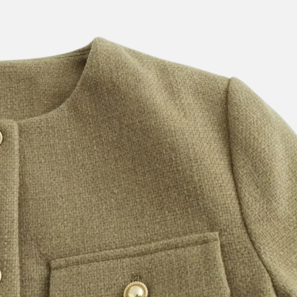 FEMUREA | Women’s Cropped Tweed Jacket – Vintage Refined Elegance
