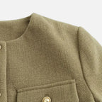 FEMUREA | Women’s Cropped Tweed Jacket – Vintage Refined Elegance