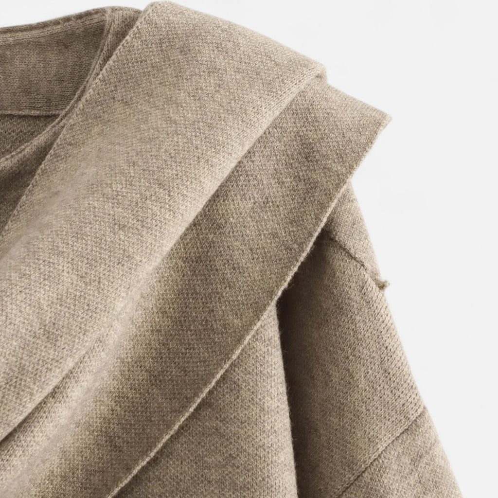 FEMUREA | Women’s Wool Coat – Asymmetric Scarf Collar Elegance