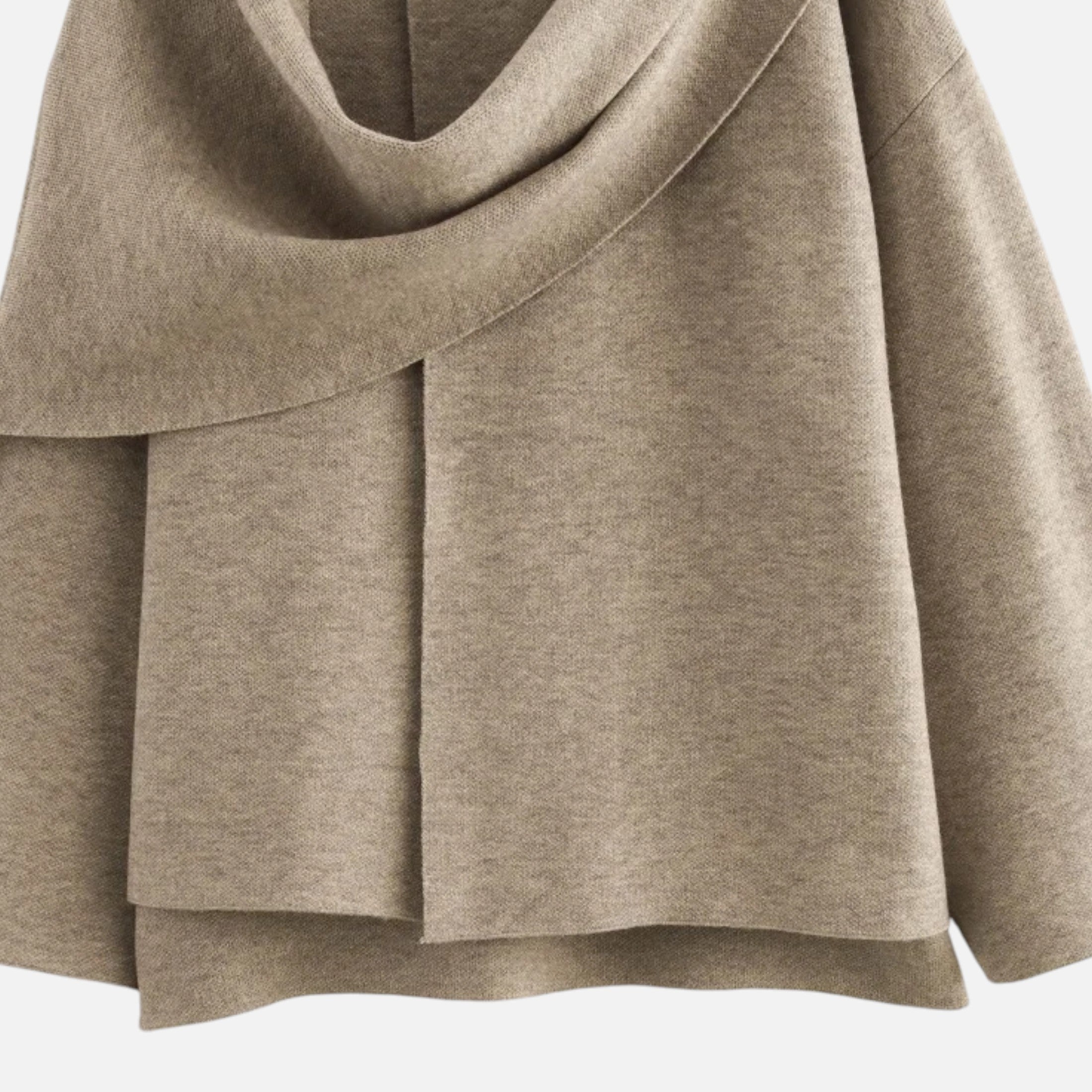 FEMUREA | Women’s Wool Coat – Asymmetric Scarf Collar Elegance