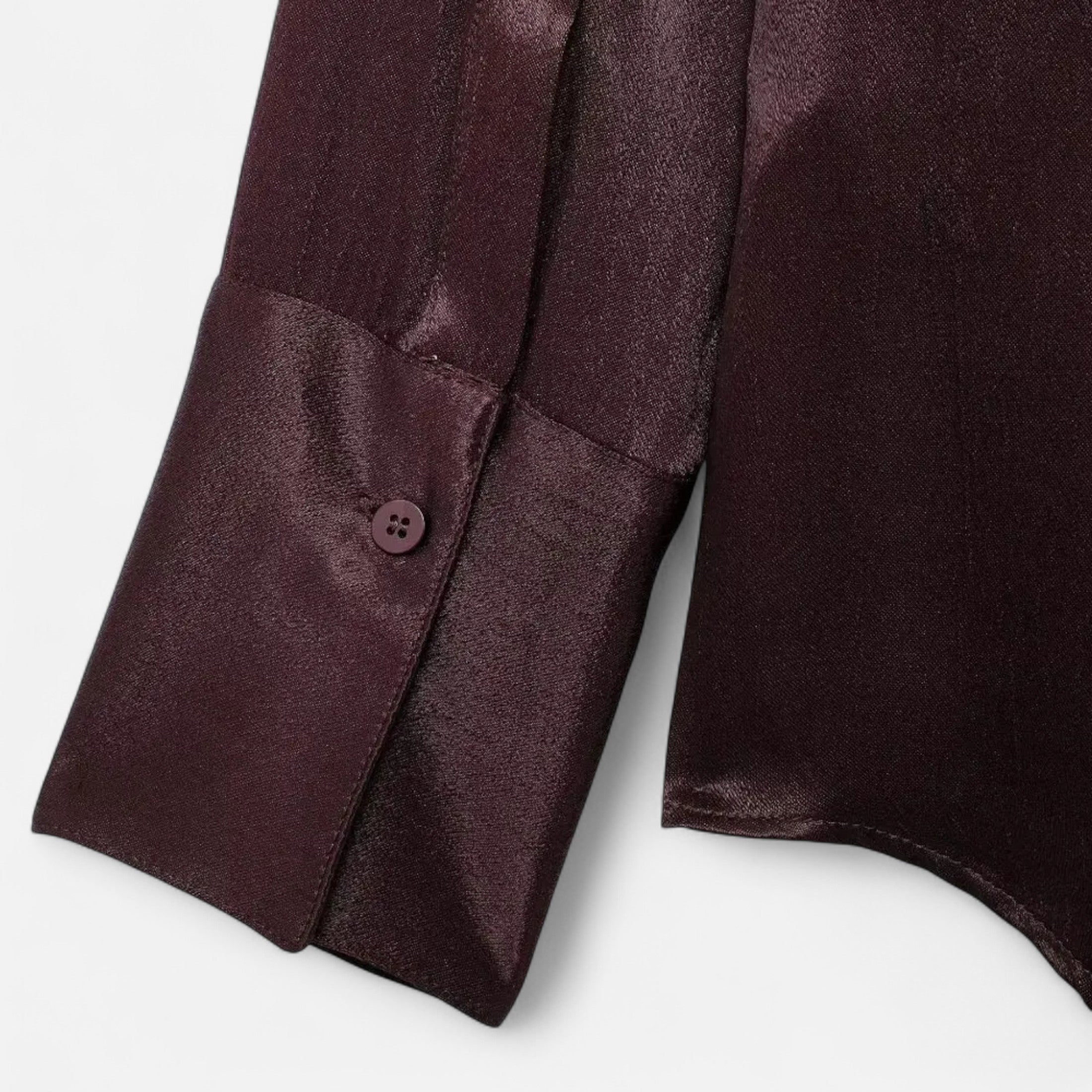 FEMUREA | Women’s Satin Blouse – Long Sleeve Button-Up