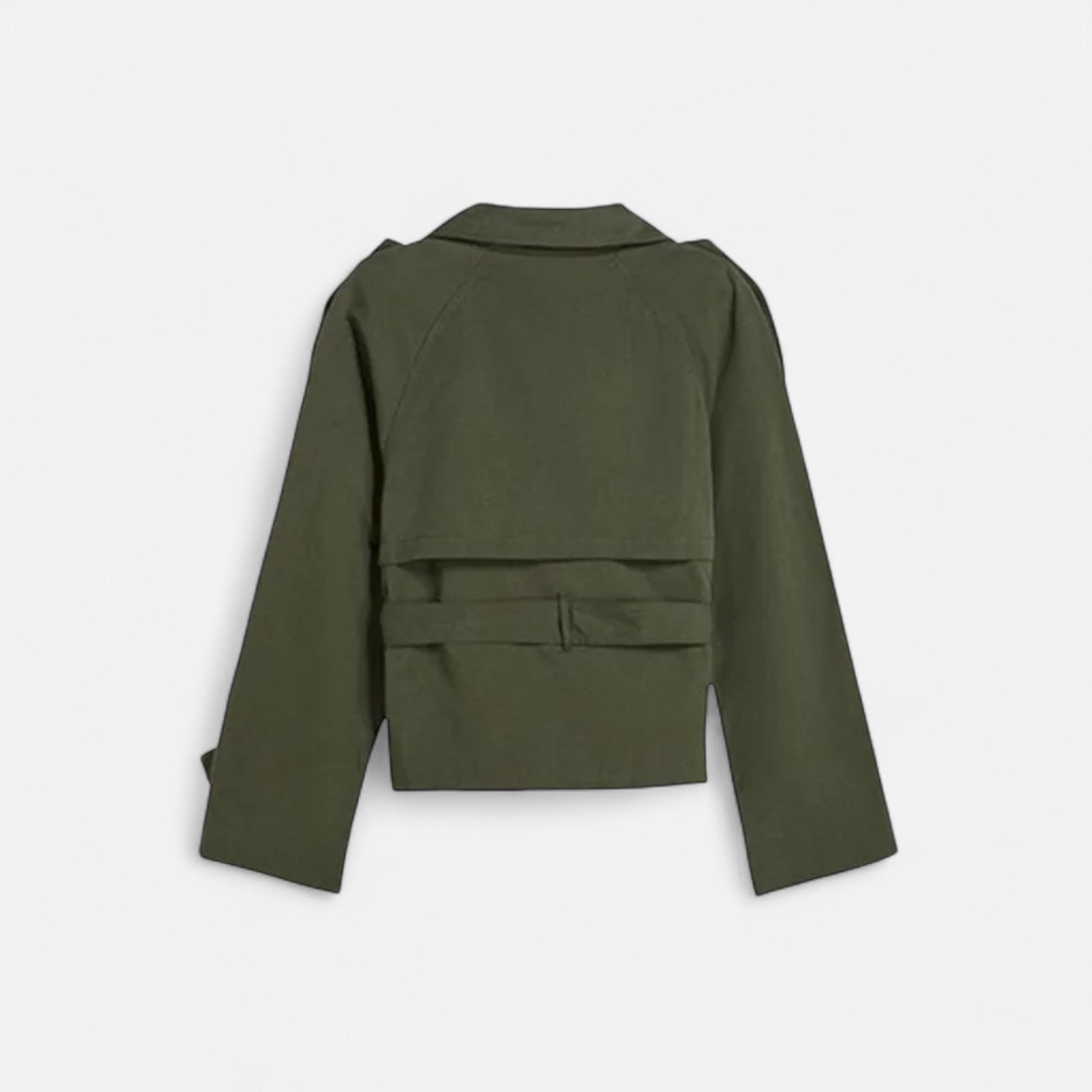 FEMUREA | Women’s Cropped Trench Coat – Belted Classic Style