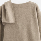 FEMUREA | Women’s Wool Coat – Asymmetric Scarf Collar Elegance