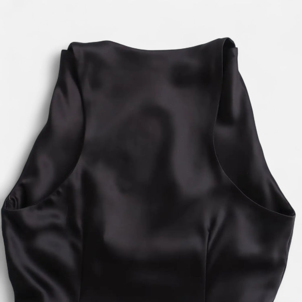 FEMUREA | Off-Shoulder Satin Ruched Dress – Timeless Allure