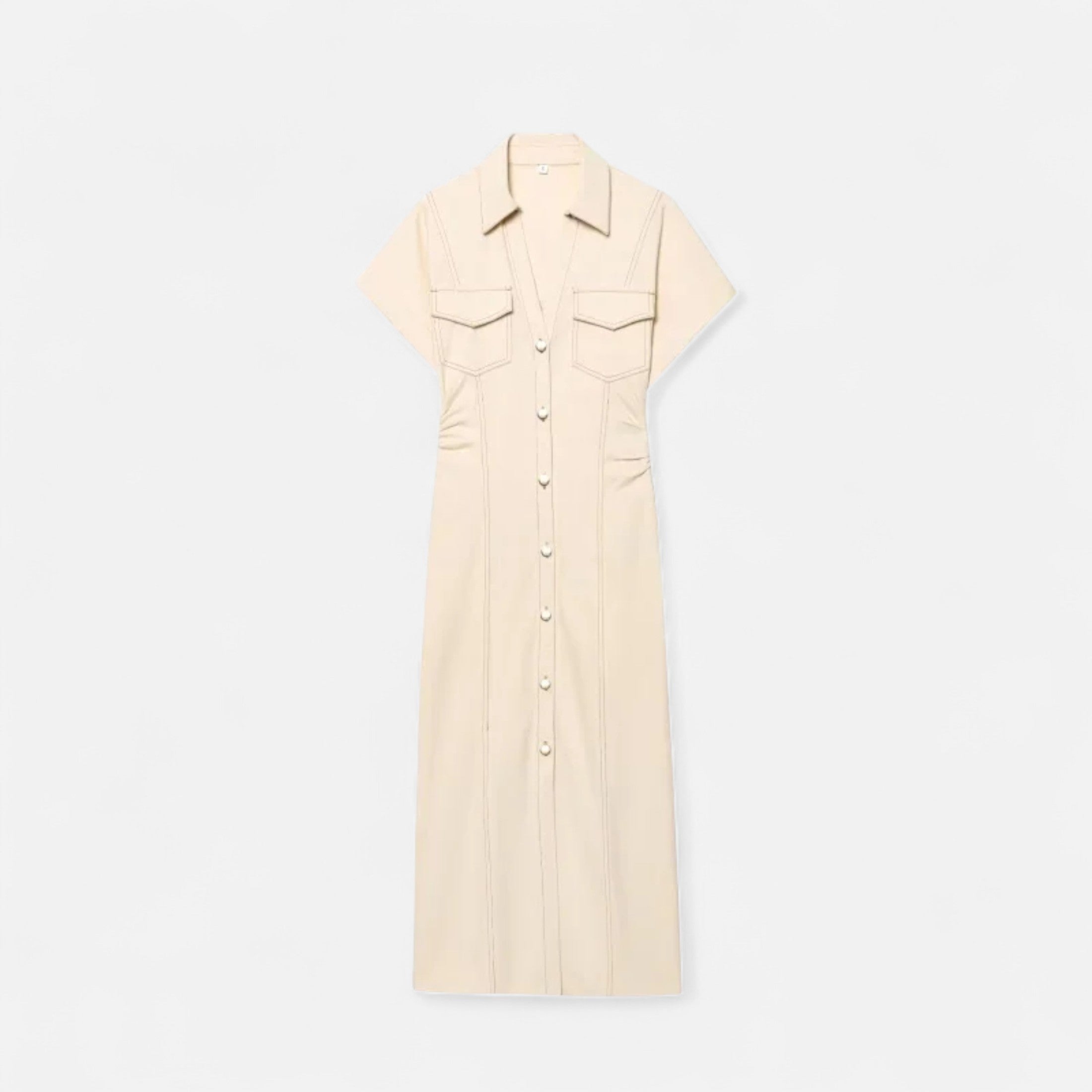 FEMUREA | Women’s Denim Midi Dress – Button-Up Tailored Fit