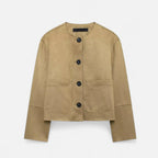 FEMUREA | Women’s Suede Bomber Jacket – Vintage Refined Elegance
