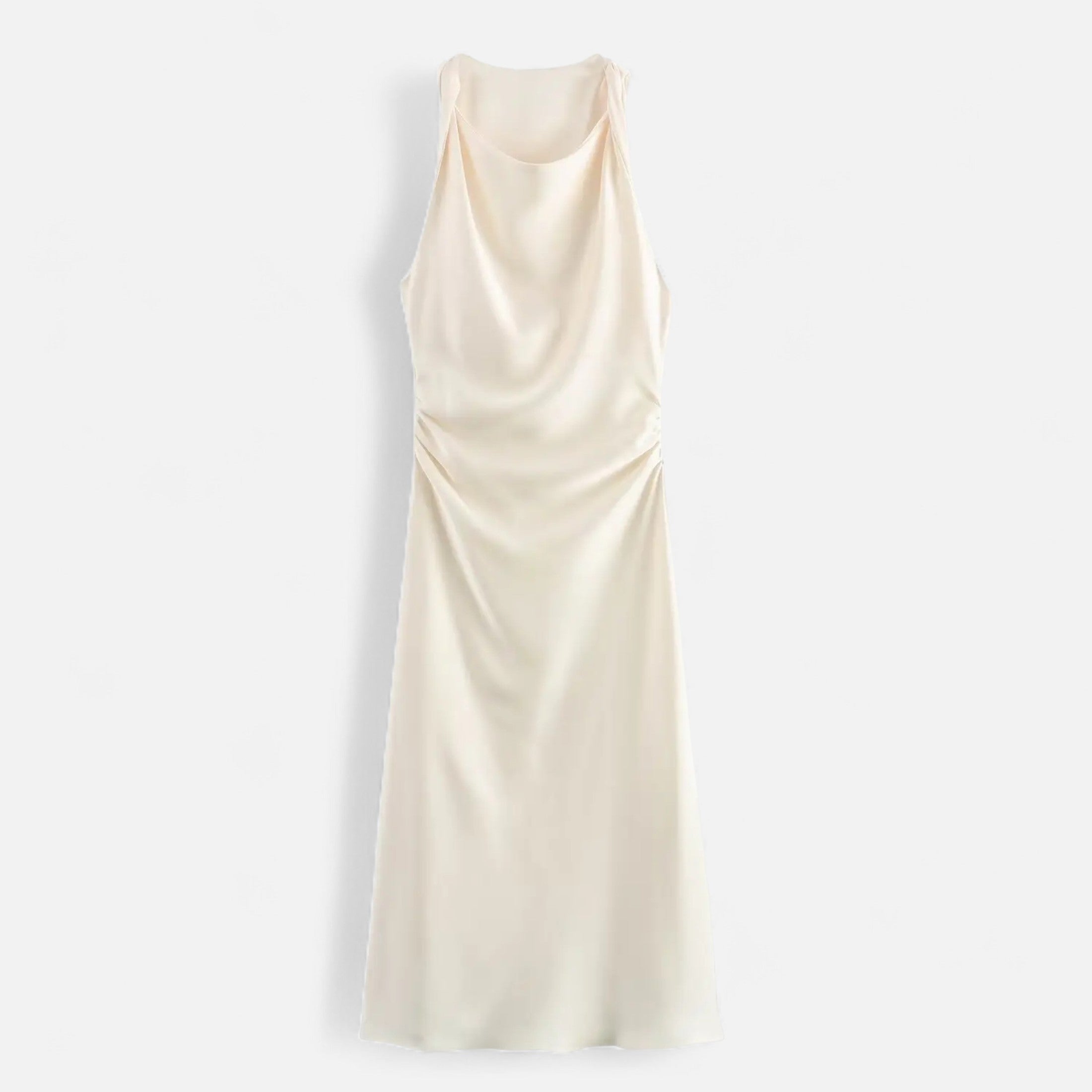 FEMUREA | Off-Shoulder Satin Ruched Dress – Timeless Allure