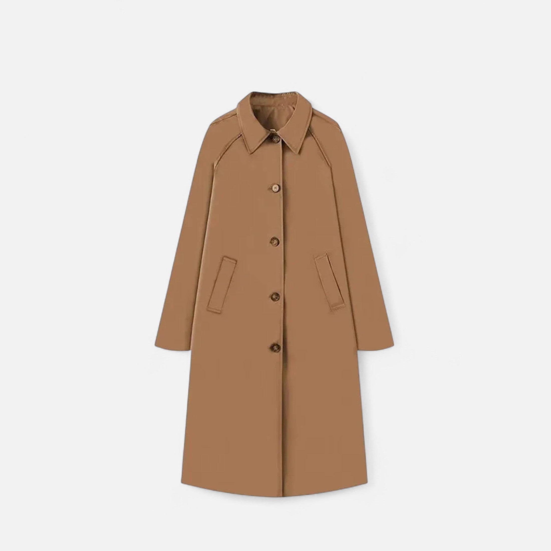 FEMUREA | Women’s Long Trench Coat – Retro Single-Breasted Elegance