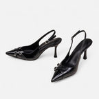 FEMUREA | Women’s Black Pointed-Toe Slingback Heels