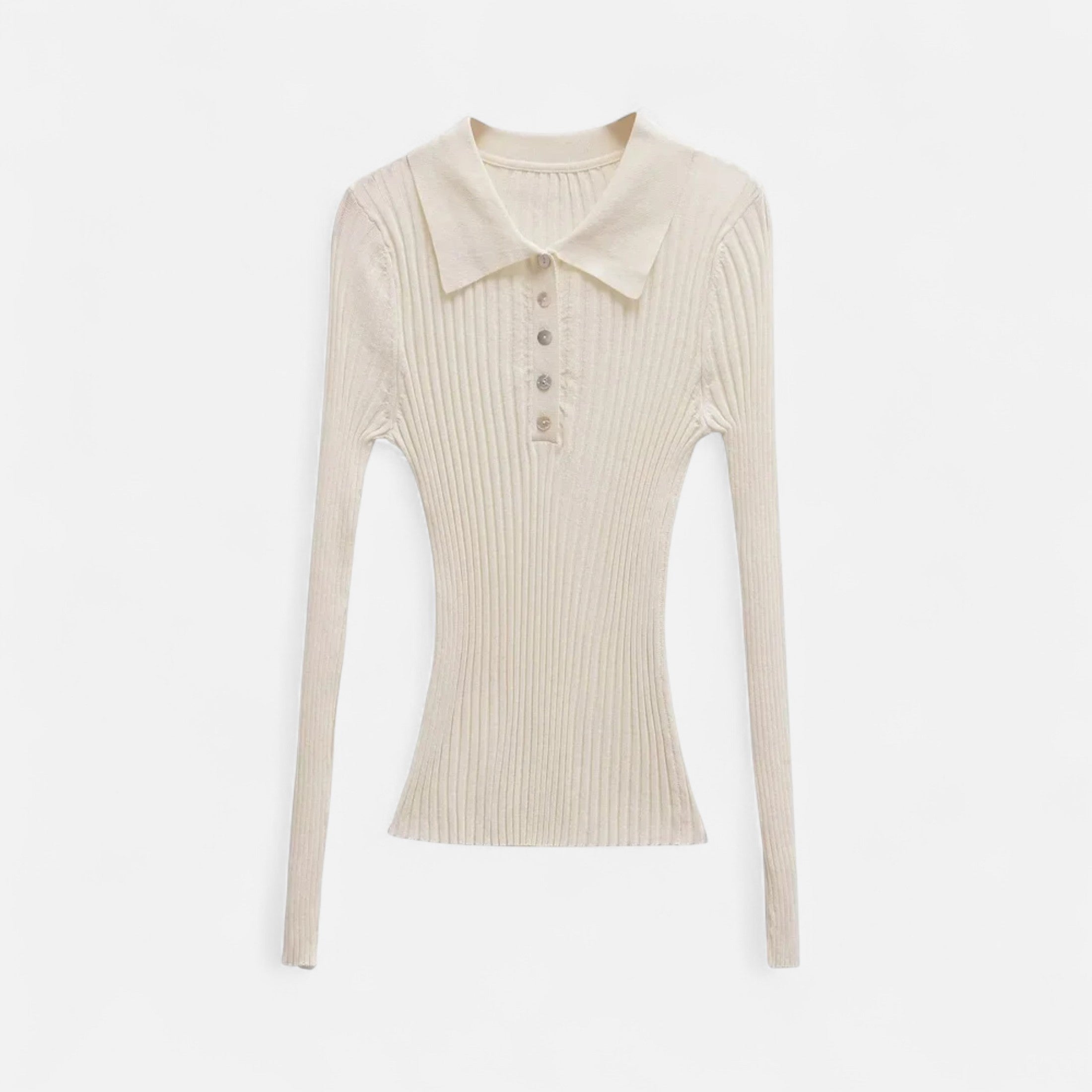 FEMUREA | Women’s Ribbed Knit Jumper – Slim Fit Polo Design