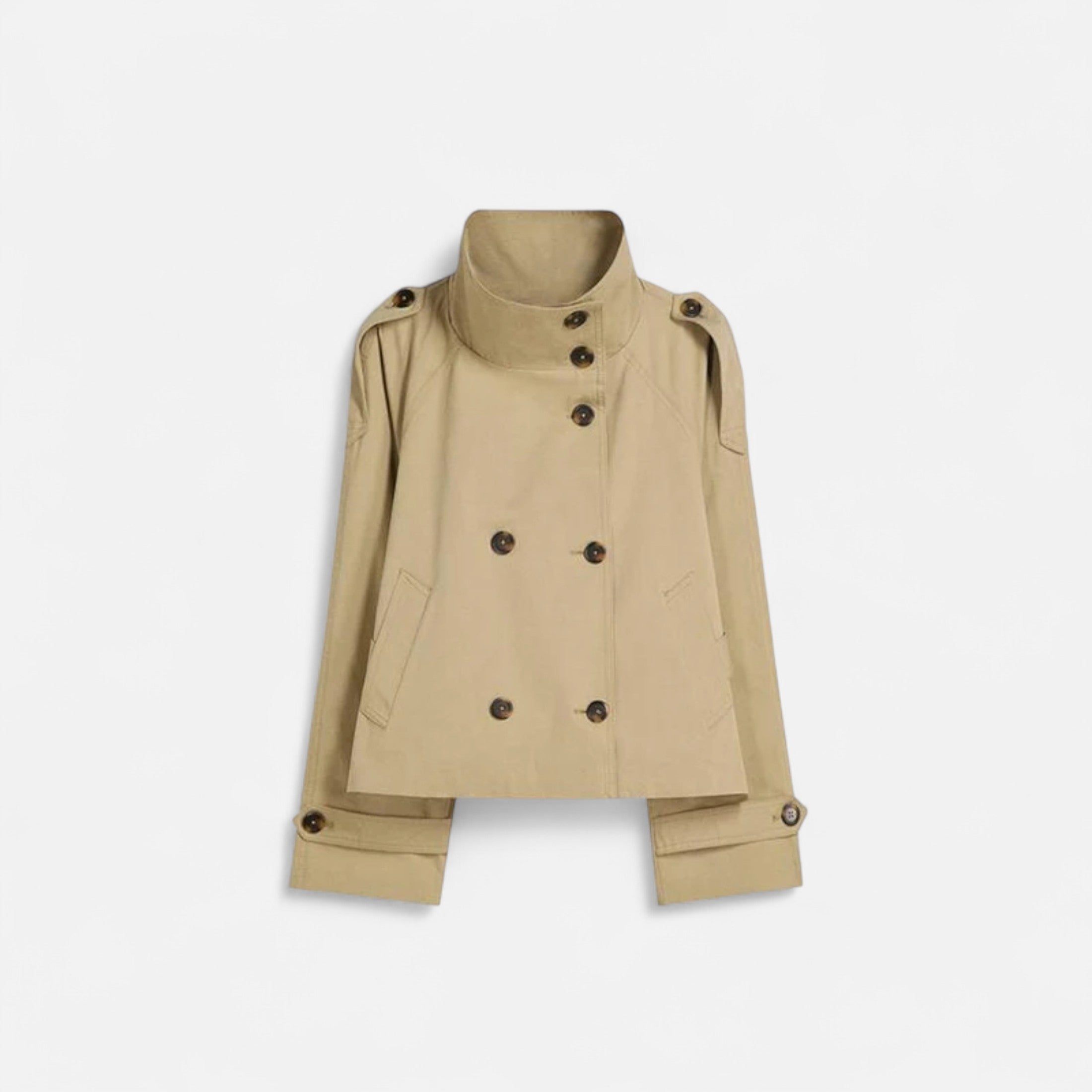 FEMUREA | Women’s Cropped Trench Coat – Belted Classic Style