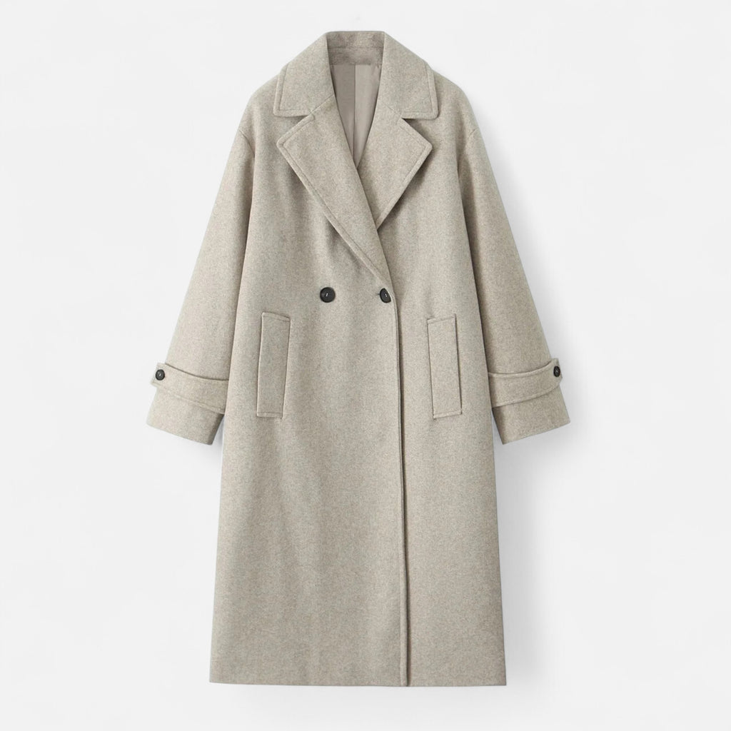 FEMUREA | Women’s Long Overcoat – Heritage Double-Breasted Style