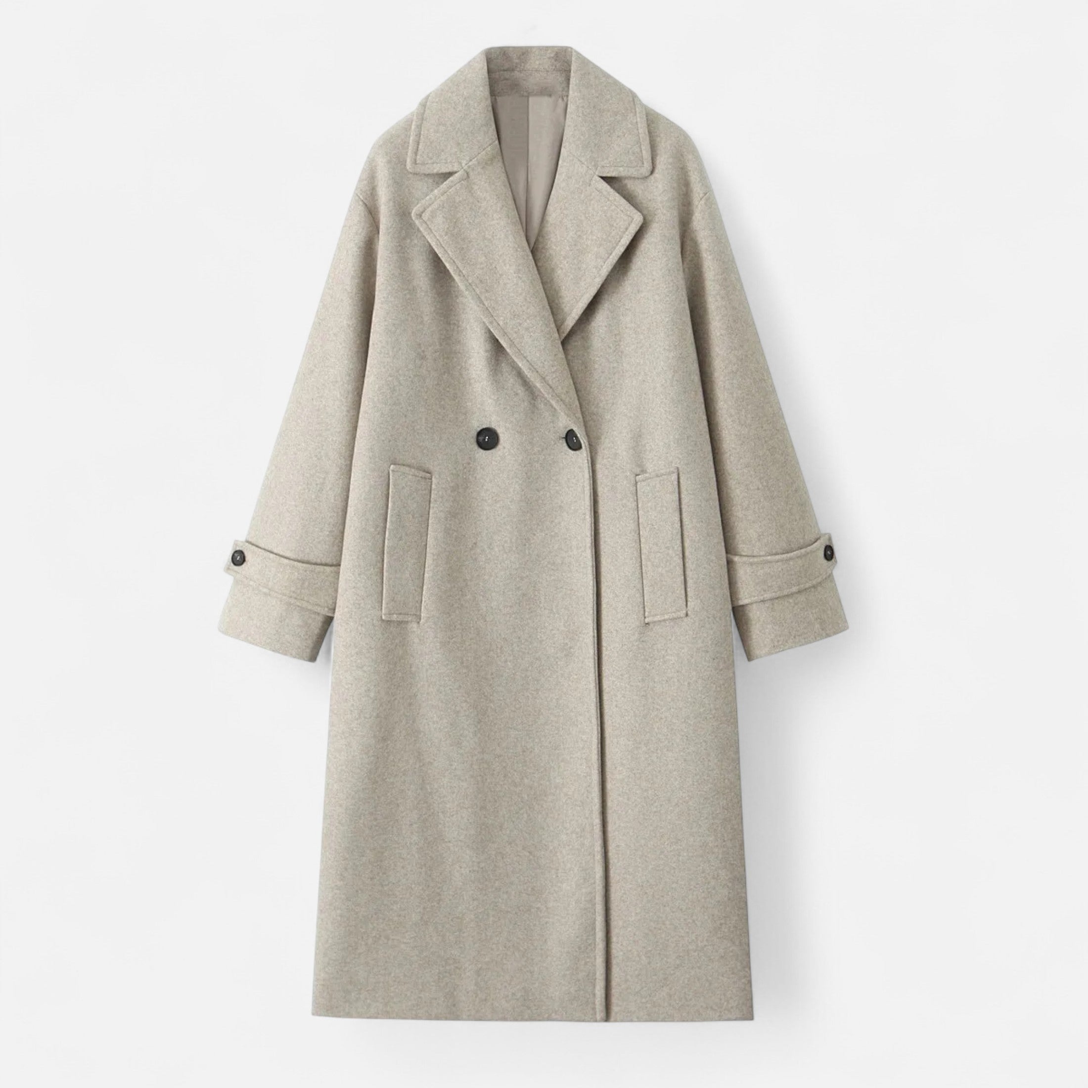FEMUREA | Women’s Long Overcoat – Heritage Double-Breasted Style