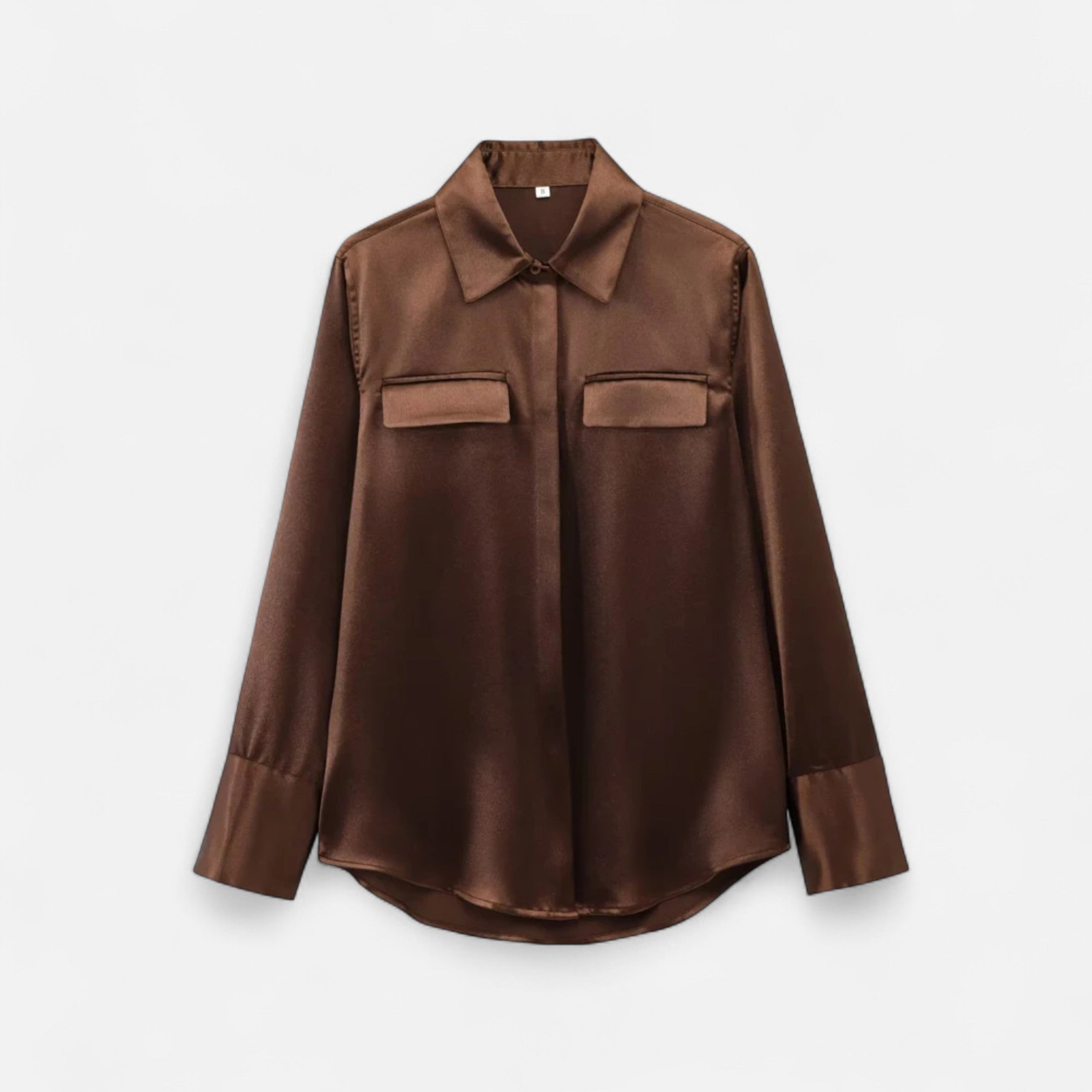 FEMUREA | Women’s Satin Blouse – Long Sleeve Button-Up