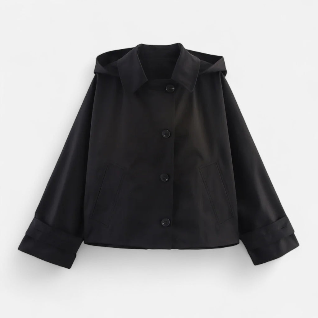 FEMUREA | Women’s Hooded Jacket – Vintage Single-Breasted Elegance