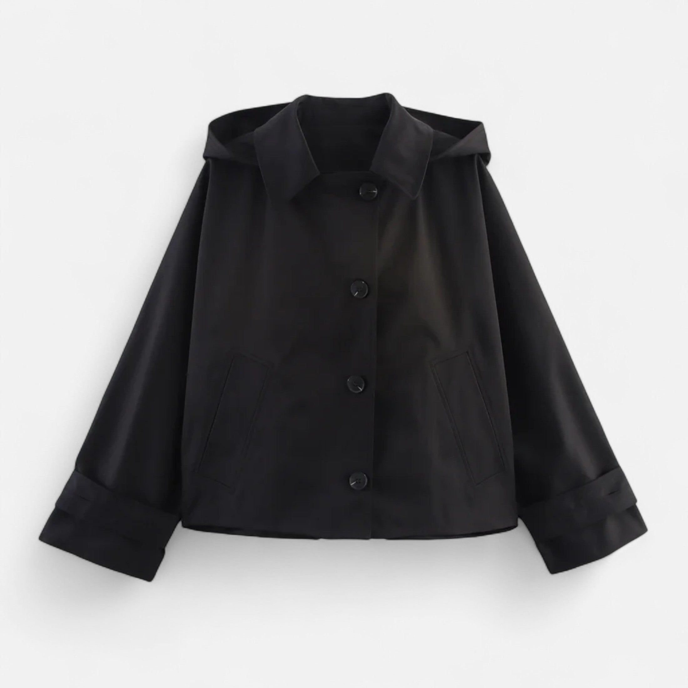 FEMUREA | Women’s Hooded Jacket – Vintage Single-Breasted Elegance