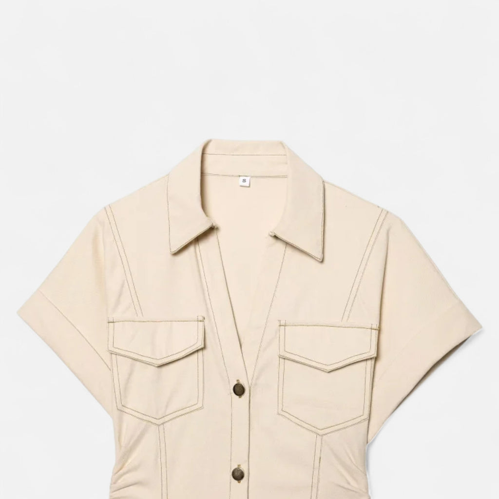 FEMUREA | Women’s Denim Midi Dress – Button-Up Tailored Fit