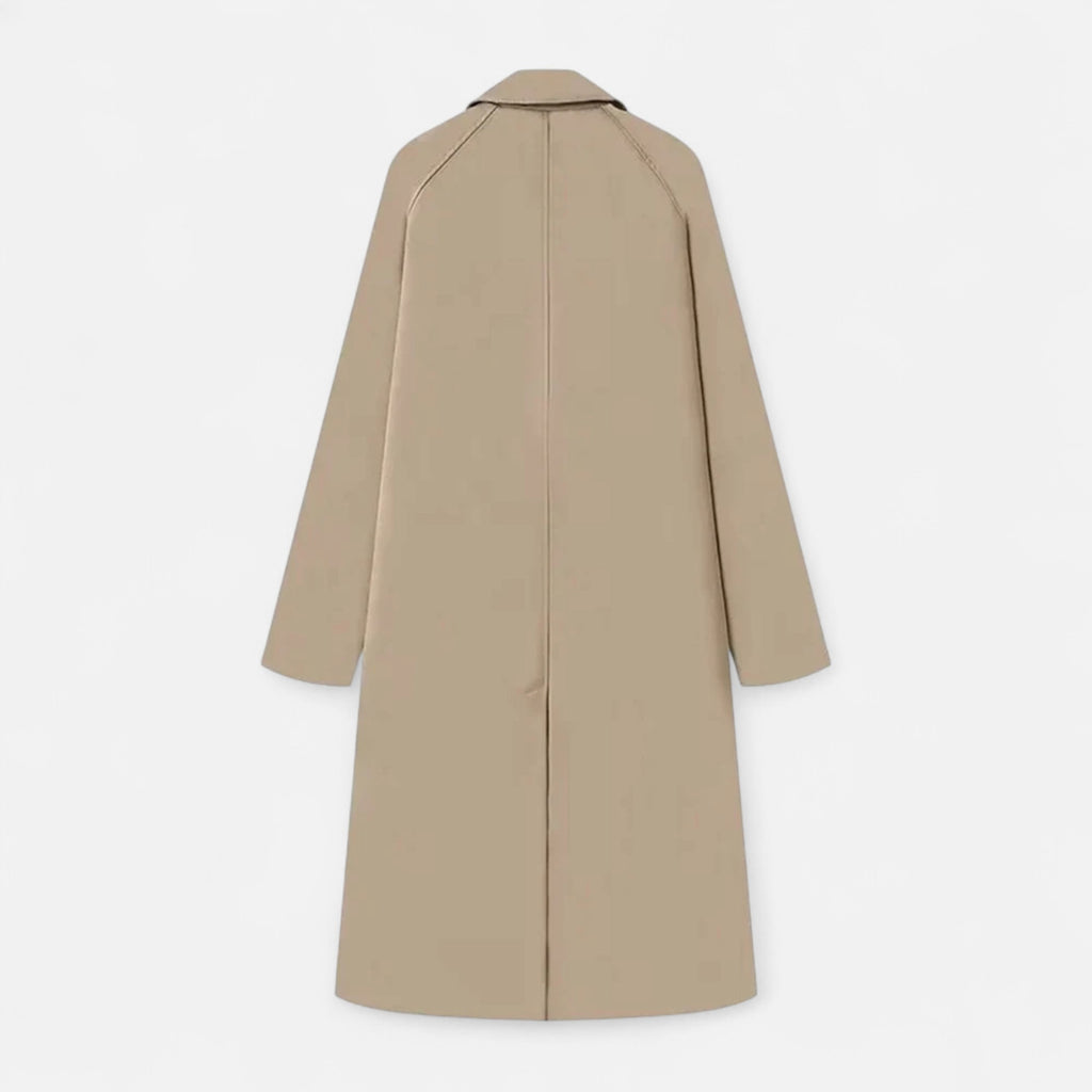 FEMUREA | Women’s Long Trench Coat – Retro Single-Breasted Elegance