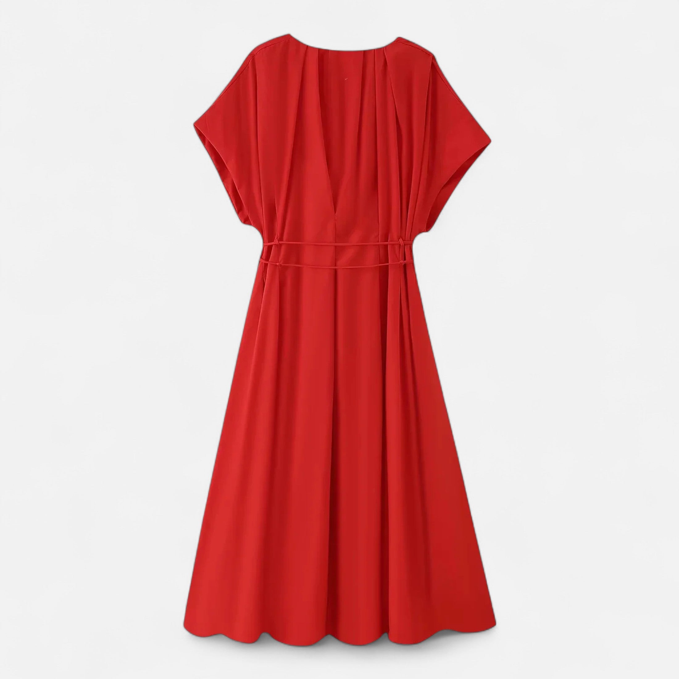 FEMUREA | Women’s V-Neck Midi Dress – Draped Wrap Silhouette