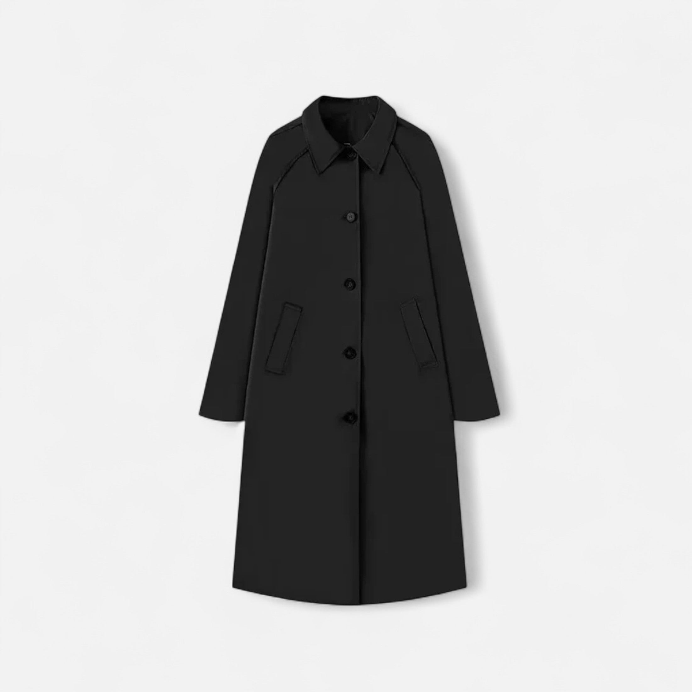 FEMUREA | Women’s Long Trench Coat – Retro Single-Breasted Elegance