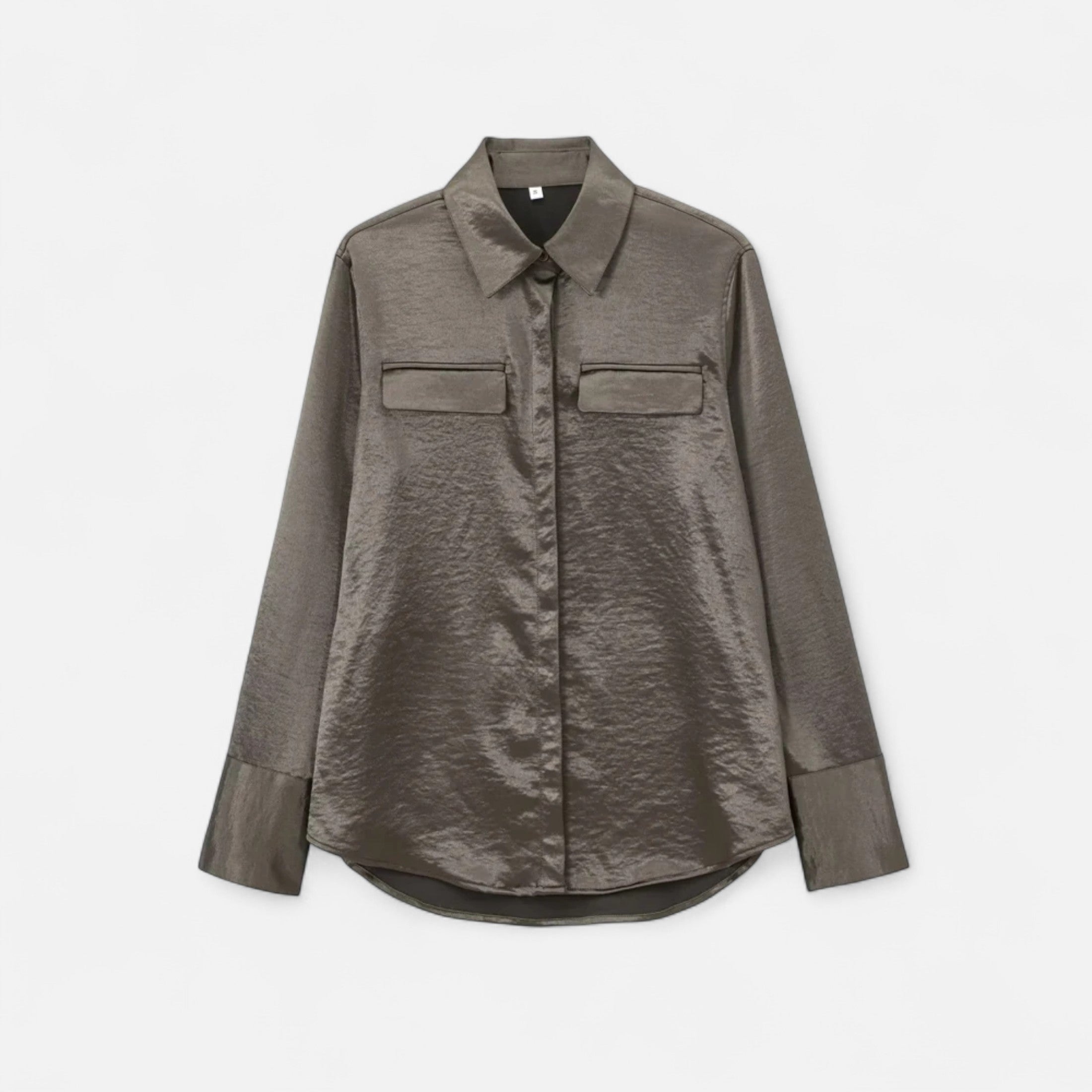 FEMUREA | Women’s Satin Blouse – Long Sleeve Button-Up