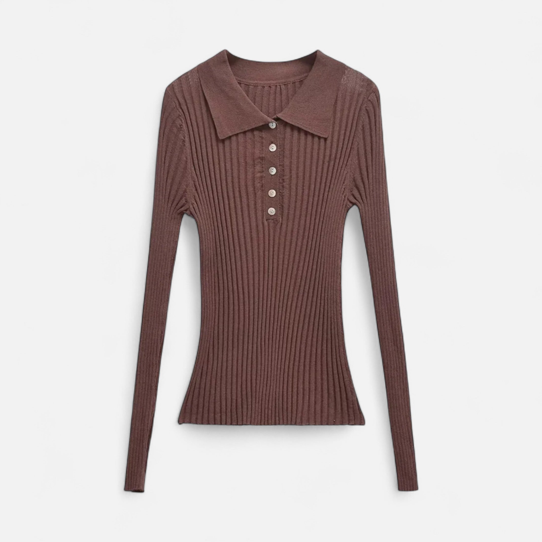 FEMUREA | Women’s Ribbed Knit Jumper – Slim Fit Polo Design
