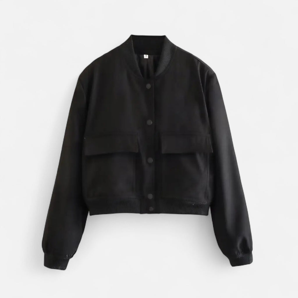 FEMUREA | Women’s Bomber Jacket – Vintage Single-Breasted Elegance