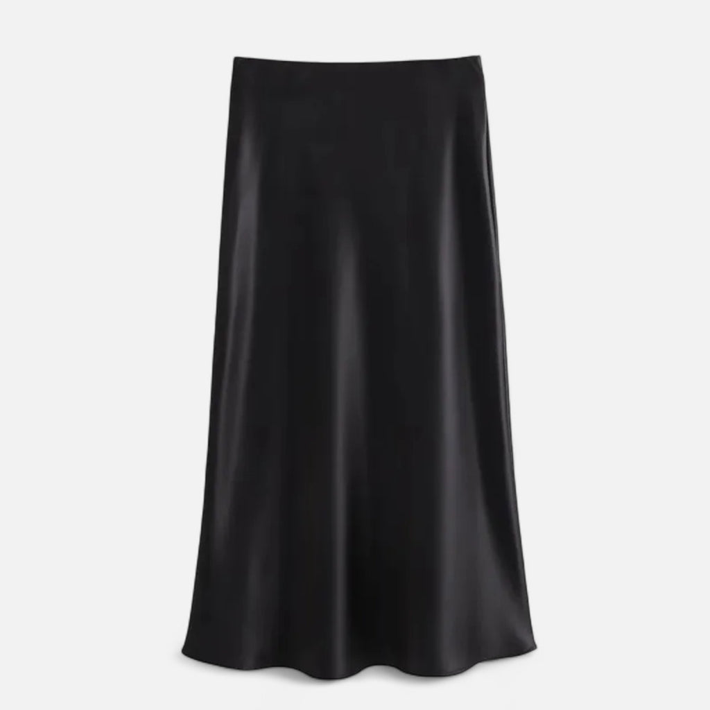 FEMUREA | Women’s Satin Midi Skirt – High-Waist Silky Finish