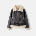 Femurea | Women’s Suede Jacket – Belted Faux Shearling