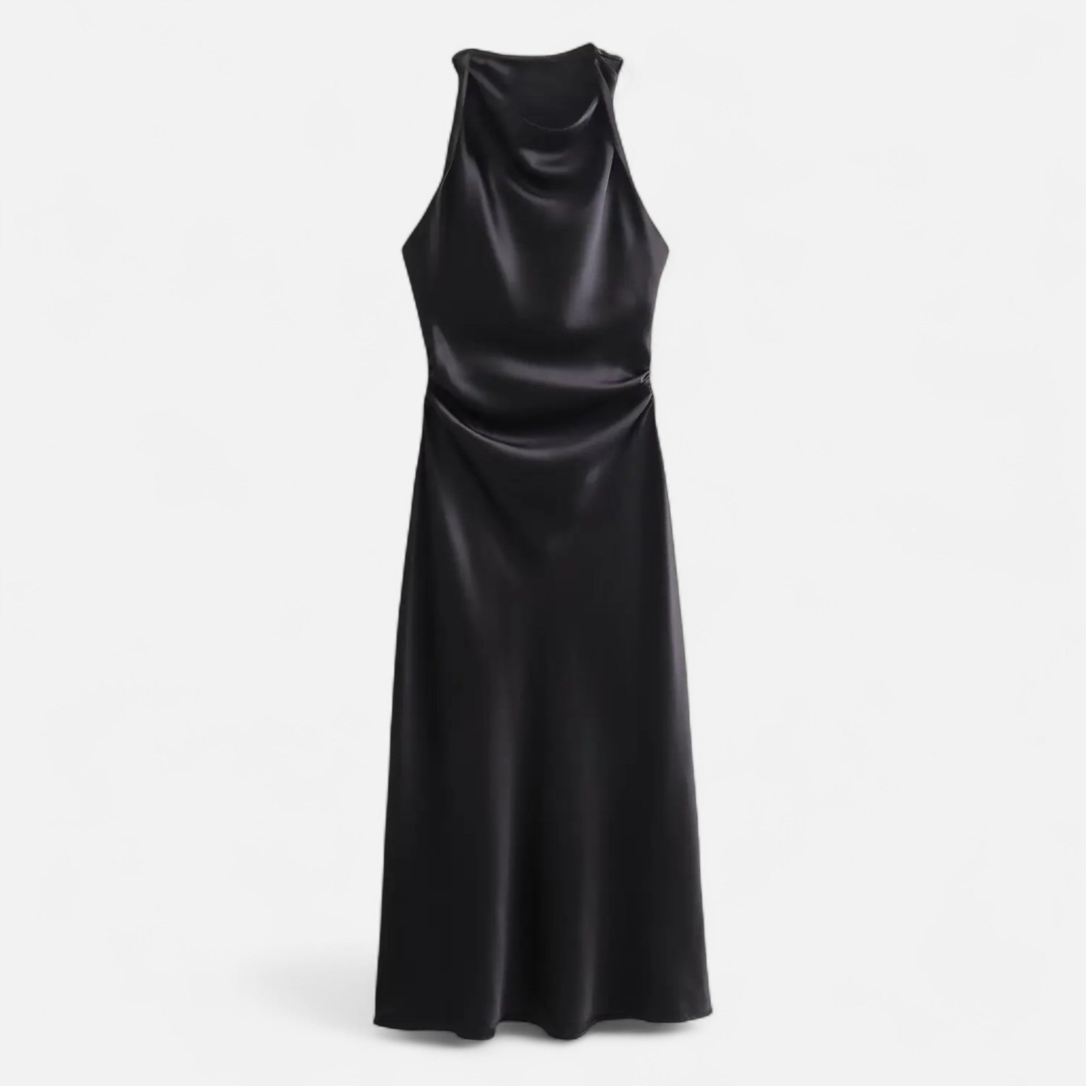 FEMUREA | Off-Shoulder Satin Ruched Dress – Timeless Allure