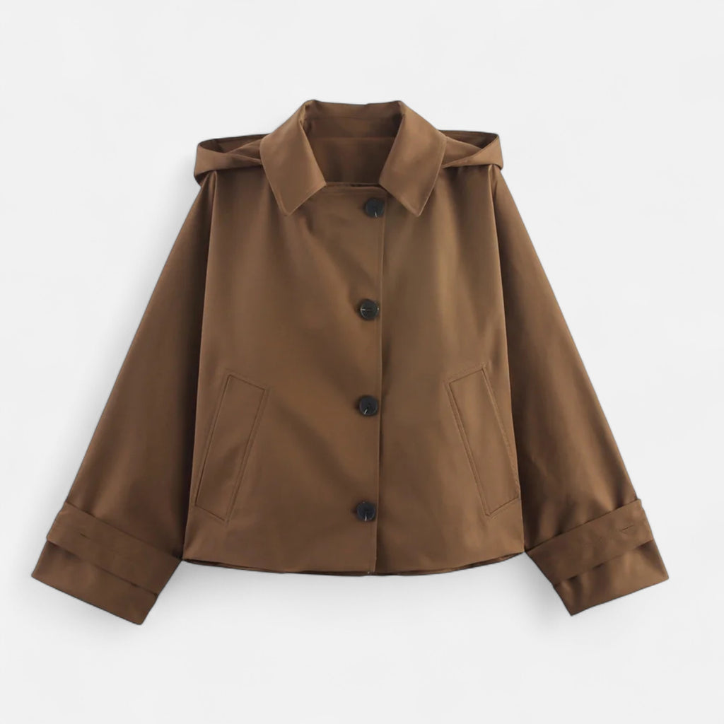 FEMUREA | Women’s Hooded Jacket – Vintage Single-Breasted Elegance