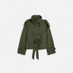 FEMUREA | Women’s Cropped Trench Coat – Belted Classic Style