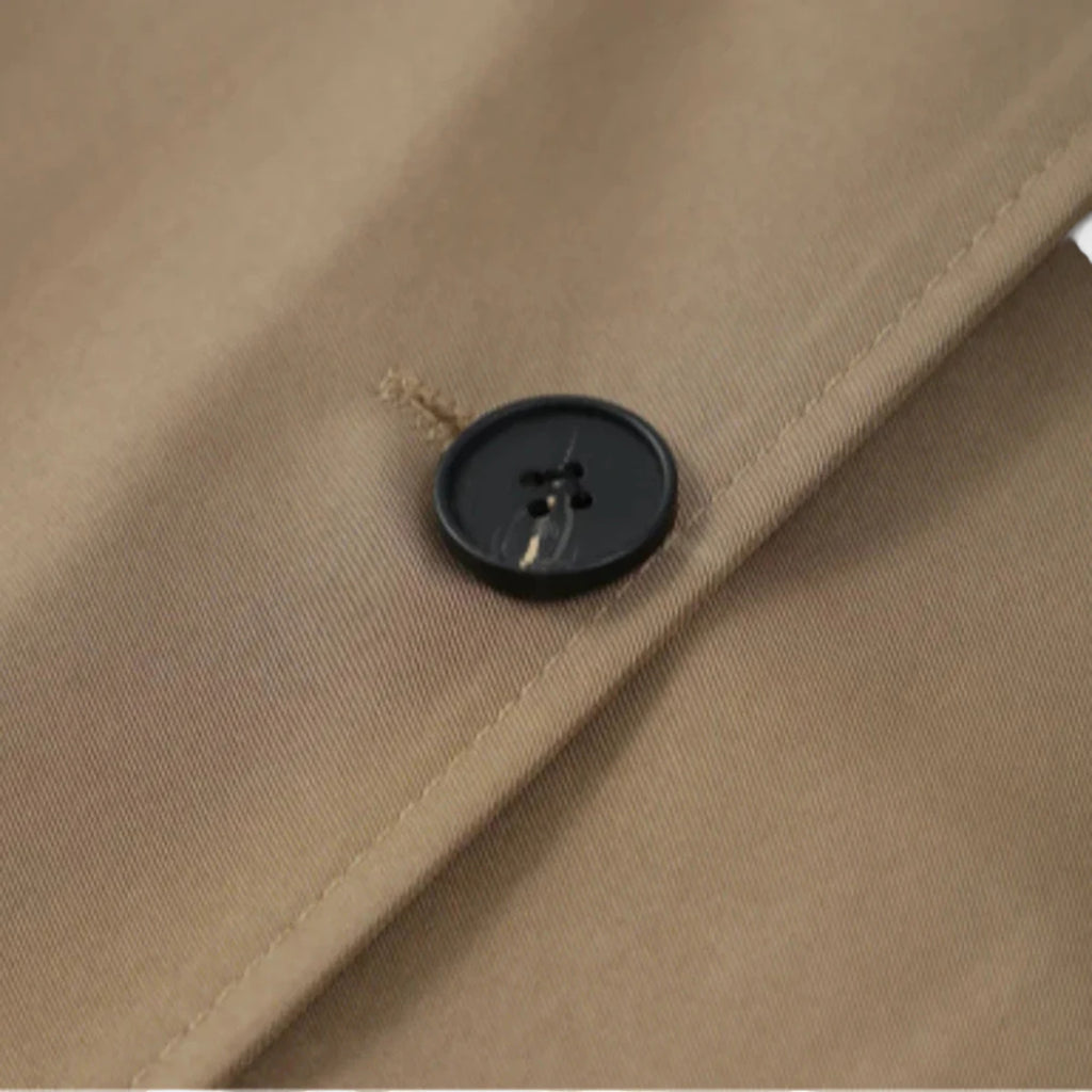 FEMUREA | Women’s Long Trench Coat – Retro Single-Breasted Elegance