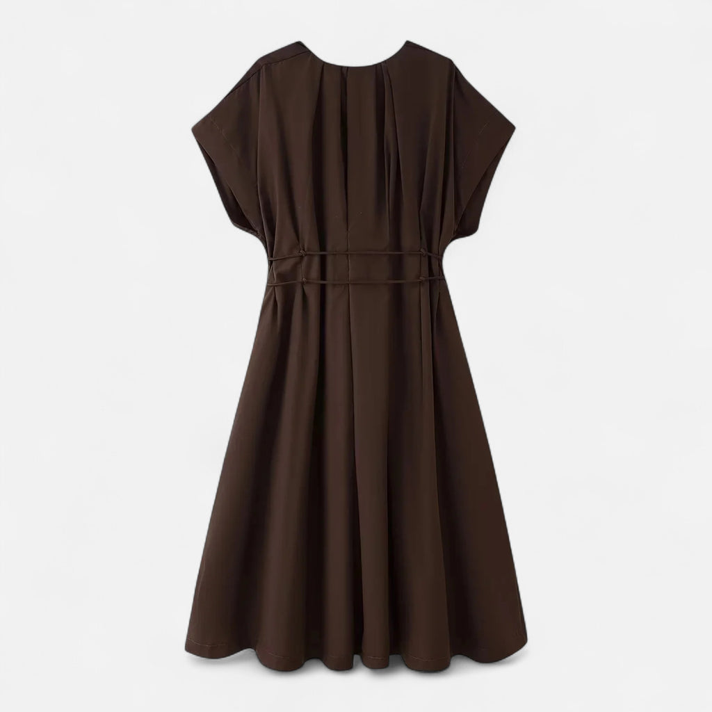 FEMUREA | Women’s V-Neck Midi Dress – Draped Wrap Silhouette