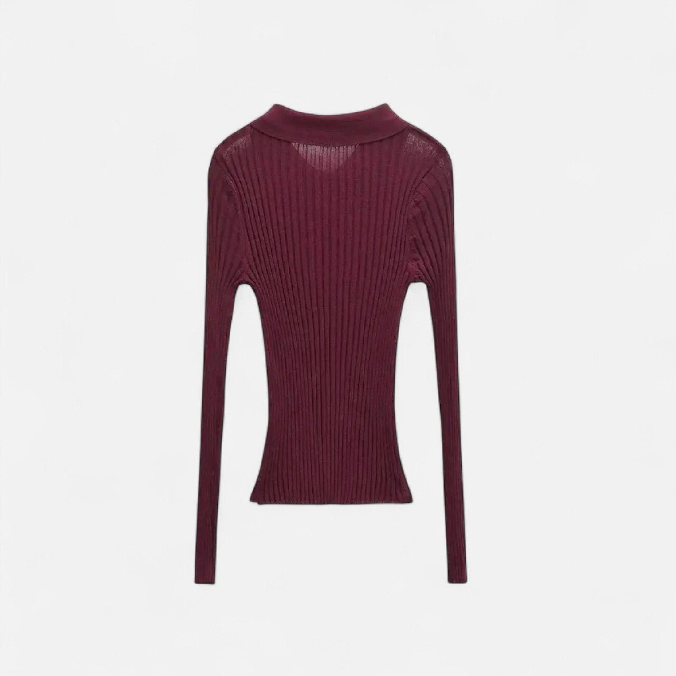 FEMUREA | Women’s Ribbed Knit Jumper – Slim Fit Polo Design