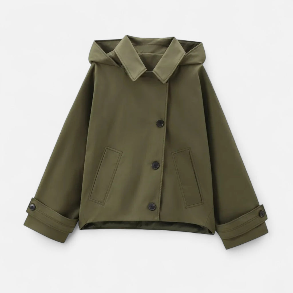 FEMUREA | Women’s Hooded Jacket – Vintage Single-Breasted Elegance