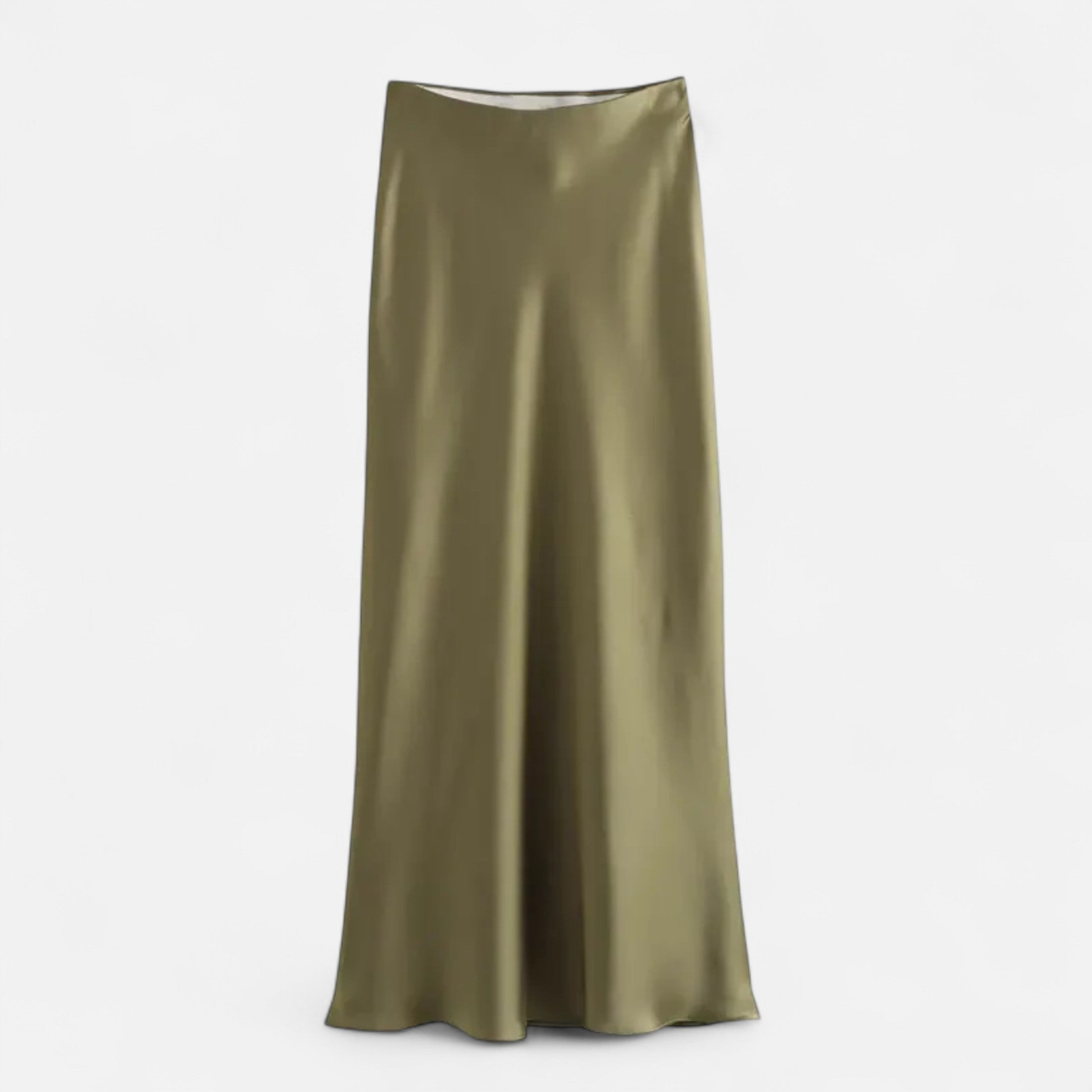 FEMUREA | Women’s Satin Midi Skirt – High-Waist Silky Finish