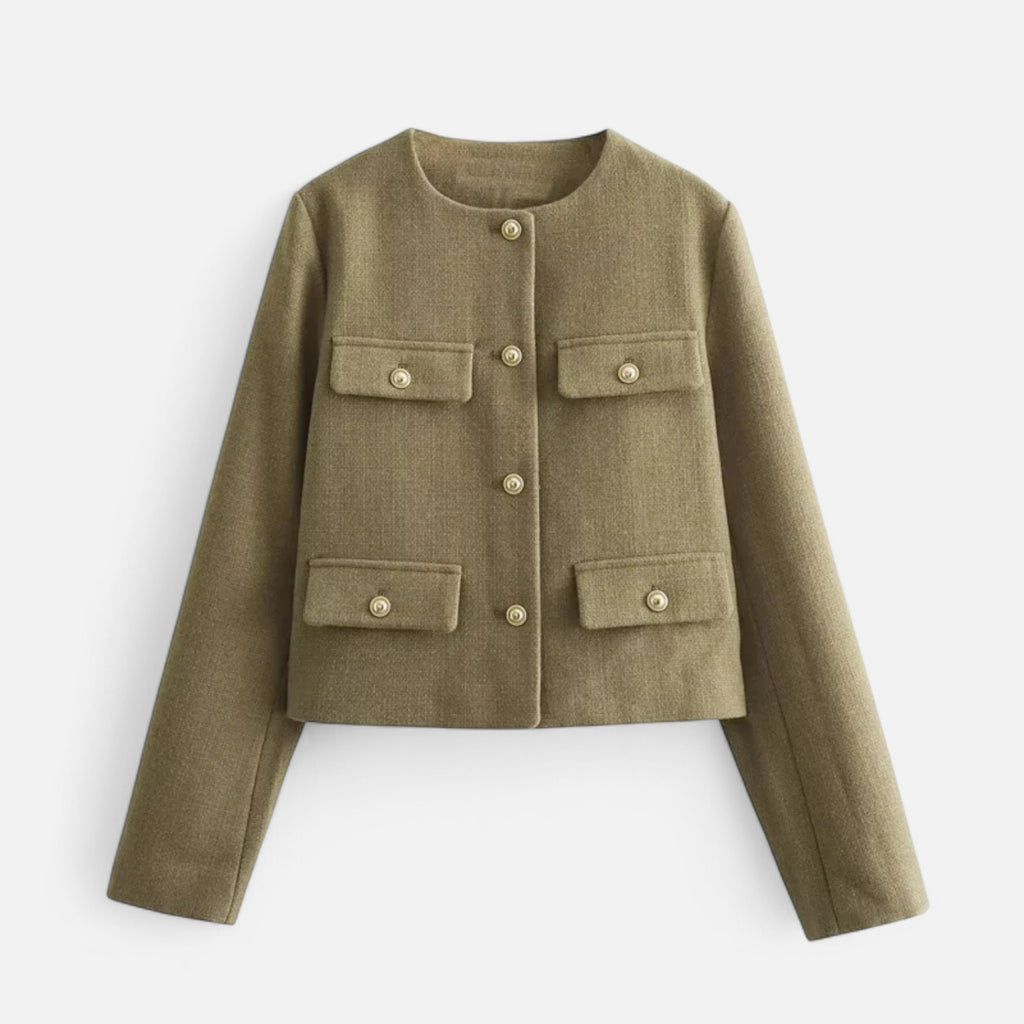 FEMUREA | Women’s Cropped Tweed Jacket – Vintage Refined Elegance