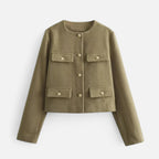 FEMUREA | Women’s Cropped Tweed Jacket – Vintage Refined Elegance