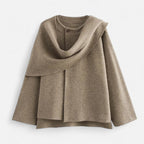 FEMUREA | Women’s Wool Coat – Asymmetric Scarf Collar Elegance