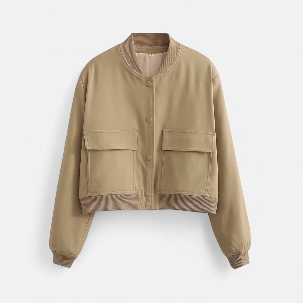 FEMUREA | Women’s Bomber Jacket – Vintage Single-Breasted Elegance