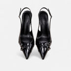 FEMUREA | Women’s Black Pointed-Toe Slingback Heels