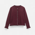 FEMUREA | Women’s Knitted Cardigan – Ruffled Button-Up Elegance