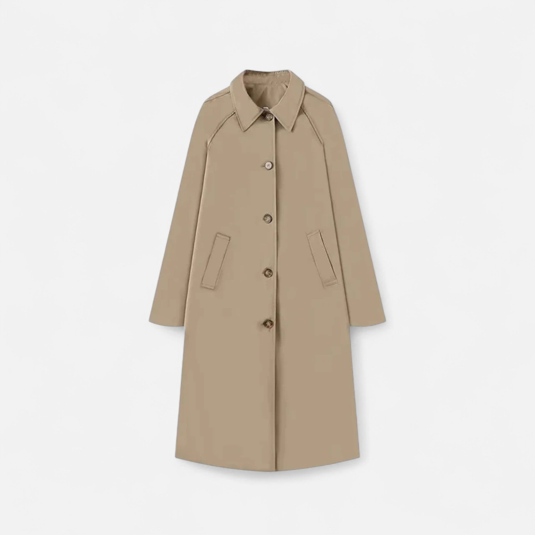 FEMUREA | Women’s Long Trench Coat – Retro Single-Breasted Elegance